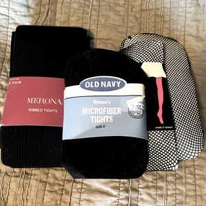 NWT 5 pair black tights sz M
